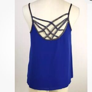 VENUS  Blue Beaded Strappy Back  Blouse NWOT